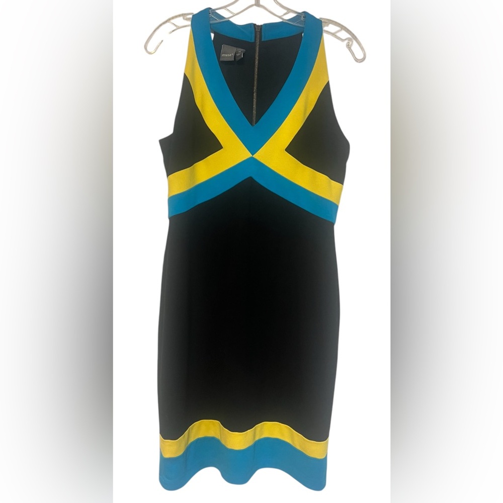 Muse Sleeveless Stretch V-Neck Striped Color Block size 10 modern& Chic